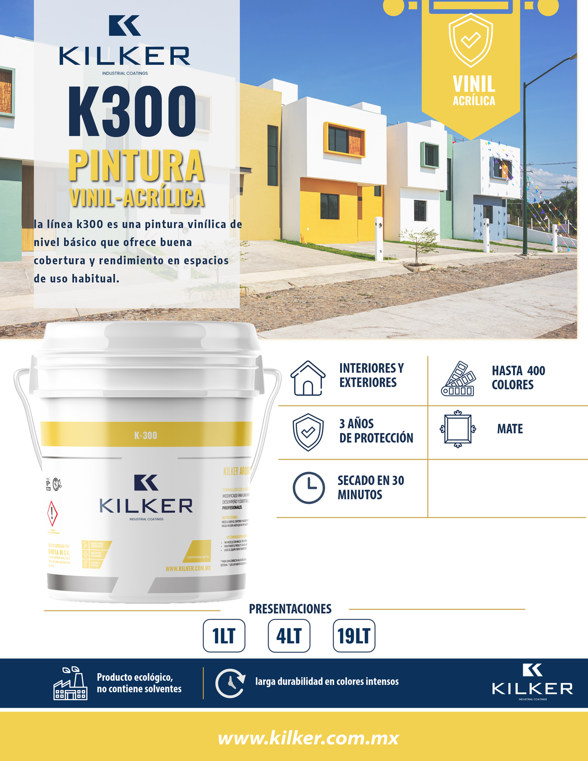 Pintura vinílica K-300 Blanco 19lts